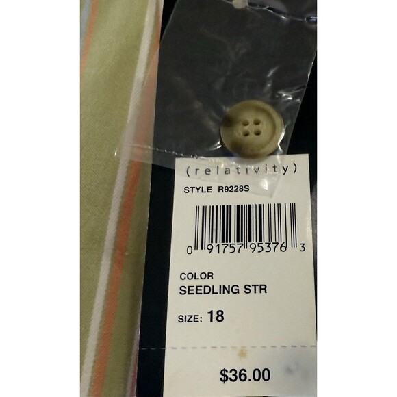 Relativity Women’s Size 18 Pants Seedling Stripe Stretch Cotton Wide Leg Pastel - Picture 9 of 9